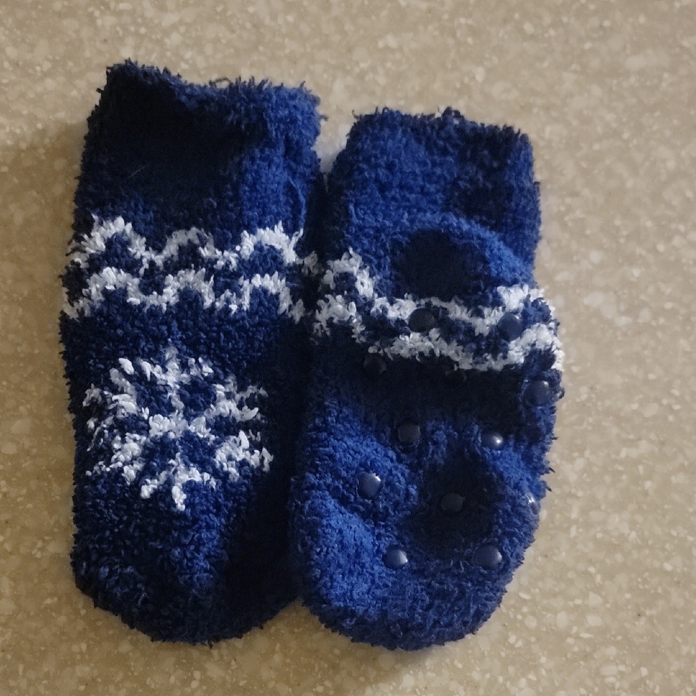 Cozy Blue and White Kids Socks